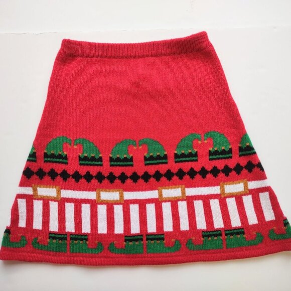 Holiday Elf Mini Skirt Pull On Knit  'Ugly Sweater Party'  Size X-Small - Picture 1 of 5